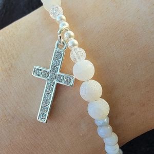Woman's White Handmade, Authentic Gemstone Anklet Jewelry